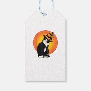 Etiqueta Para Presente Tuxedo Cat Tshirt Halloween Figurume Bruxas Hat Ca