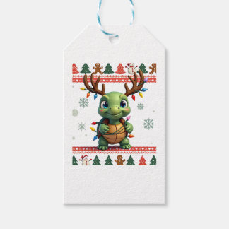 Etiqueta Para Presente Ugly Xmas Sweater Style Lighting Turtle Christmas 