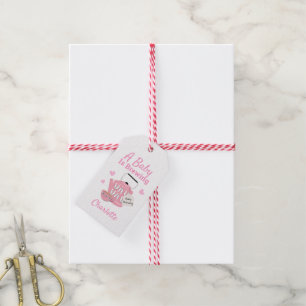 Etiqueta Para Presente Um Bebê Está Fazendo Chá De Bebê Rosa