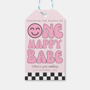 Etiqueta Para Presente Um Bebê Feliz Rosa