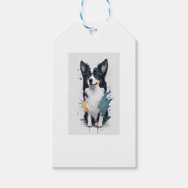 Etiqueta Para Presente Um cachorro bonito Border Collie (Frente)