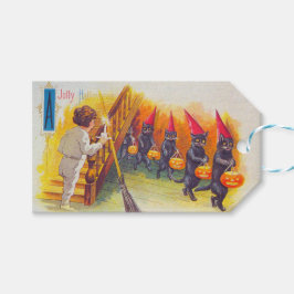 Etiqueta Para Presente Um Dia das Bruxas (Gatos Negros)