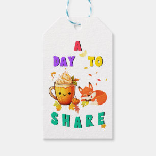 Etiqueta Para Presente Um Dia Para Partilhar A Ação De Graças De Ginkgo O