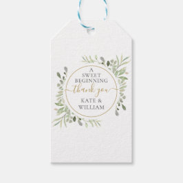 Etiqueta Para Presente Um Doce Início de Verdor Casamento Obrigado Dourad