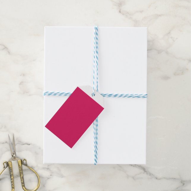 Etiqueta Para Presente um fundo rosa com borda branca (Com cordão)