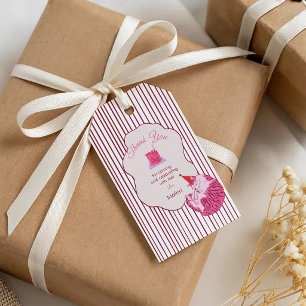 Etiqueta Para Presente Um Gatinho Rosa Bobo de 1º Aniversário
