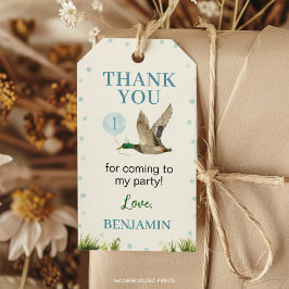 Etiqueta Para Presente Um Menino Sortudo do Pato Aniversário Obrigado