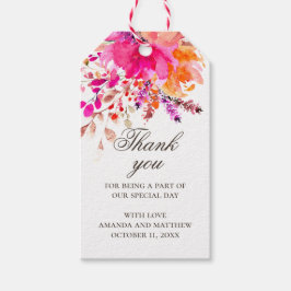 Etiqueta Para Presente Um obrigado floral cor de água rosa. Casamento ele