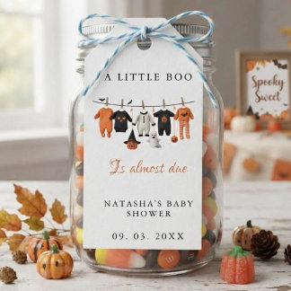 Etiqueta Para Presente Um pequeno buu Halloween está quase chegando baby