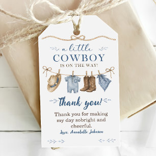 Etiqueta Para Presente Um Pequeno Chá de Bebê Cowboy Menino