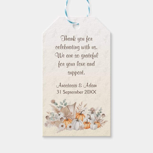 Etiqueta Para Presente Um Pequeno Chá de fraldas Pumpkin Boho (Frente)