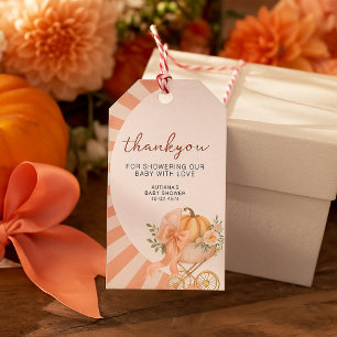 Etiqueta Para Presente Um pequeno Chuveiro de Bebê Rosa Abóbora Arco Aqua