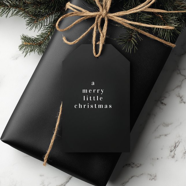 Etiqueta Para Presente "Um pequeno Natal Feliz, preto e branco (Criador carregado)