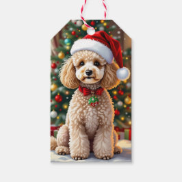Etiqueta Para Presente Um Poodle Festivo Fofo de Natal