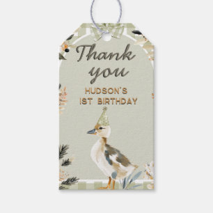 Etiqueta Para Presente Um primeiro aniversario Gingham Cute Ducking Cute 
