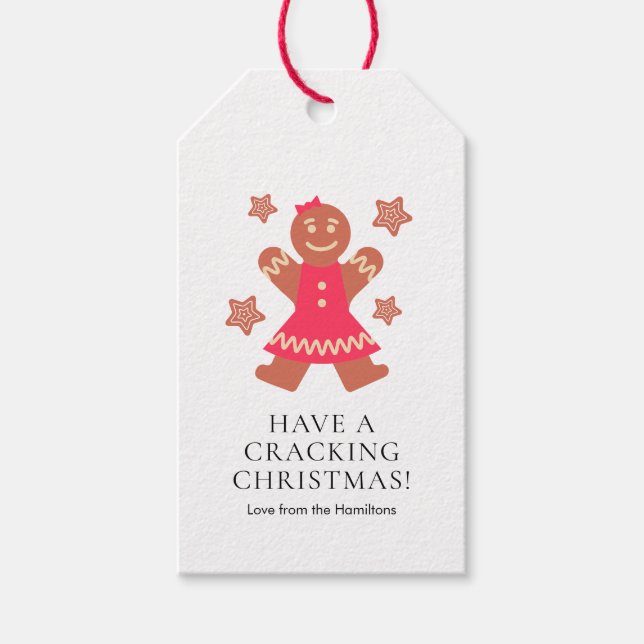 Etiqueta Para Presente Uma Dama De Pão De Natal Crachante (Frente)