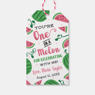Etiqueta Para Presente Uma Em Uma Marca De Favor De Aniversário De Melão
