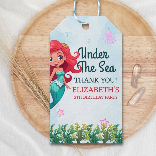 Etiqueta Para Presente Under the sea Fun Mermaid Birthday Girl (Criador carregado)
