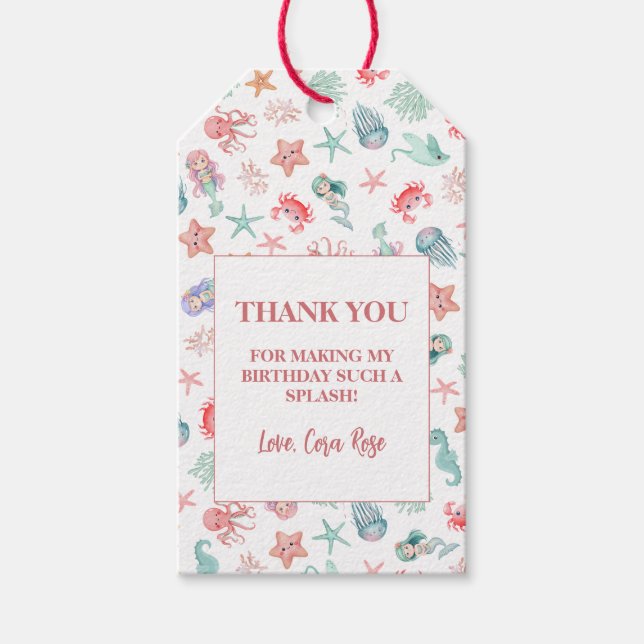Etiqueta Para Presente Under the Sea Mermaid Girls Birthday Party (Frente)