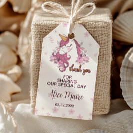 Etiqueta Para Presente Unicorn Pink Floral Party Obrigado Marca Favorável