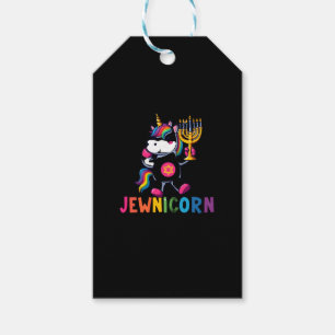 Etiqueta Para Presente Unicórnio de Hanukkah Dabbing Jewnicorn Chanukah J