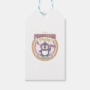 Etiqueta Para Presente Unicórnio Penguicórnio Festa POD Pronto Zazzle Des