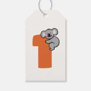 Etiqueta Para Presente Ursa Koala Fofa Um Ano Doce Aniversário de 1 Ano