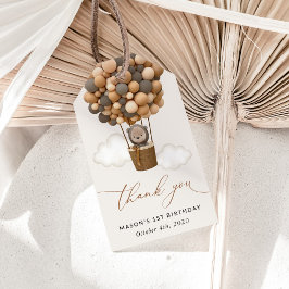 Etiqueta Para Presente Urso Bastante, Balões Marrons, Primeiro Aniversári