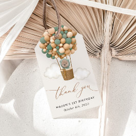 Etiqueta Para Presente Urso Bonito, Balões Verdes, Primeiro Aniversário