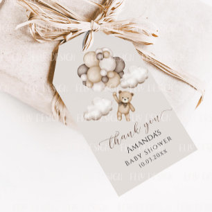 Etiqueta Para Presente Urso Bonito Com Balões Obrigado Dando Etiquetas.