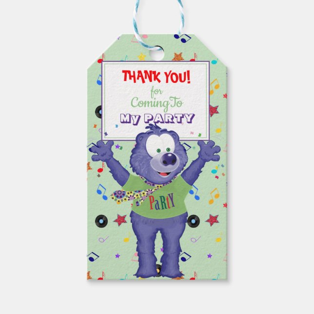 Etiqueta Para Presente Urso Dançarino Monstro Roxo Musical (Frente)