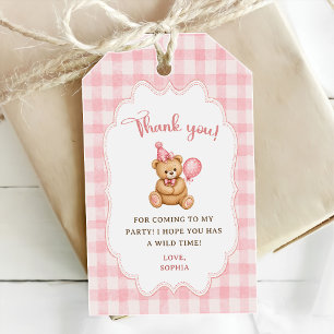 Etiqueta Para Presente Urso de 1º Aniversário Beary Balão Rosa