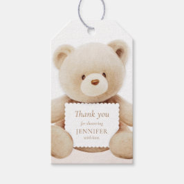 Etiqueta Para Presente Urso de Aquarela Bonito Obrigado