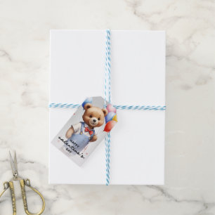 Etiqueta Para Presente Urso de Aquarela de Cubo dia de os namorados com B