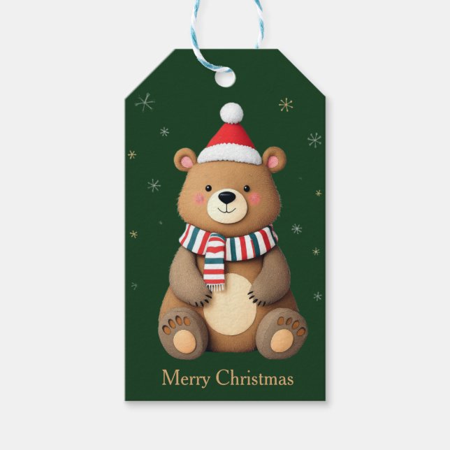 Etiqueta Para Presente Urso de Natal (Frente)