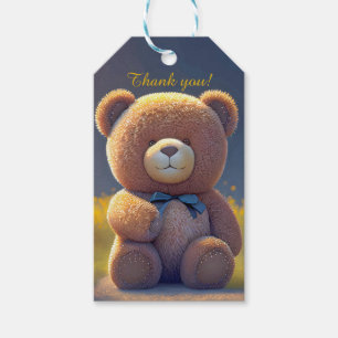 Etiqueta Para Presente Urso de pelúcia num campo, fofo costume