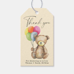 Etiqueta Para Presente Urso de pelúcia - Obrigado festa de chá de bebê