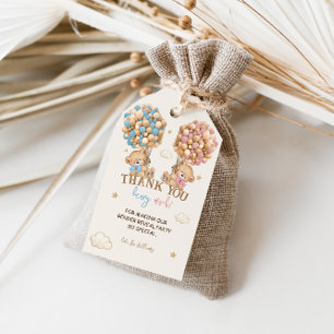 Etiqueta Para Presente Urso de Pelúcia Rosa Azul Boho Revelação de Gênero