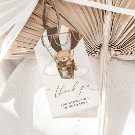 Etiqueta Para Presente Urso de Teddy, Balão de Ar Quente Castanho, Chá de