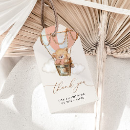 Etiqueta Para Presente Urso de Teddy, Balão de Ar Quente Rosa, Chá de fra