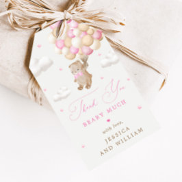 Etiqueta Para Presente Urso de Teddy com Chá de fraldas de Balões Rosa