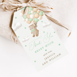 Etiqueta Para Presente Urso de Teddy com Chá de fraldas de Balões Verdes