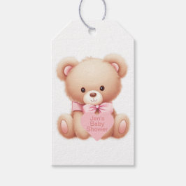 Etiqueta Para Presente Urso de Teddy Rosa