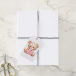 Etiqueta Para Presente Urso de Teddy Rosa