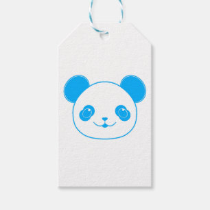 Etiqueta Para Presente Urso Panda de Kawaii Azul