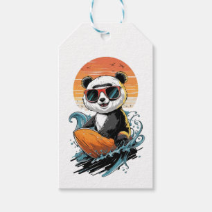 Etiqueta Para Presente Urso Panda de Surfe Legal