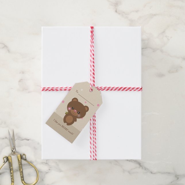 Etiqueta Para Presente Urso Pequeno Doce (Com cordão)
