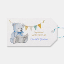 Urso Personalizado lendo um Chá de fraldas de livr