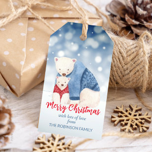 Etiqueta Para Presente Ursos polares de aquarelas com camisolas escandina