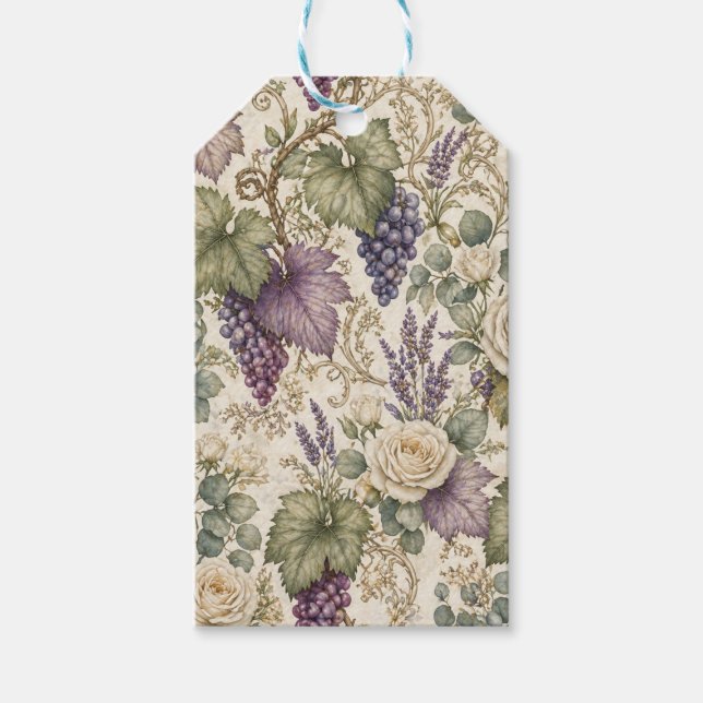Etiqueta Para Presente Uvas Antigas, Lavanda & Rosas Brancas (Frente)